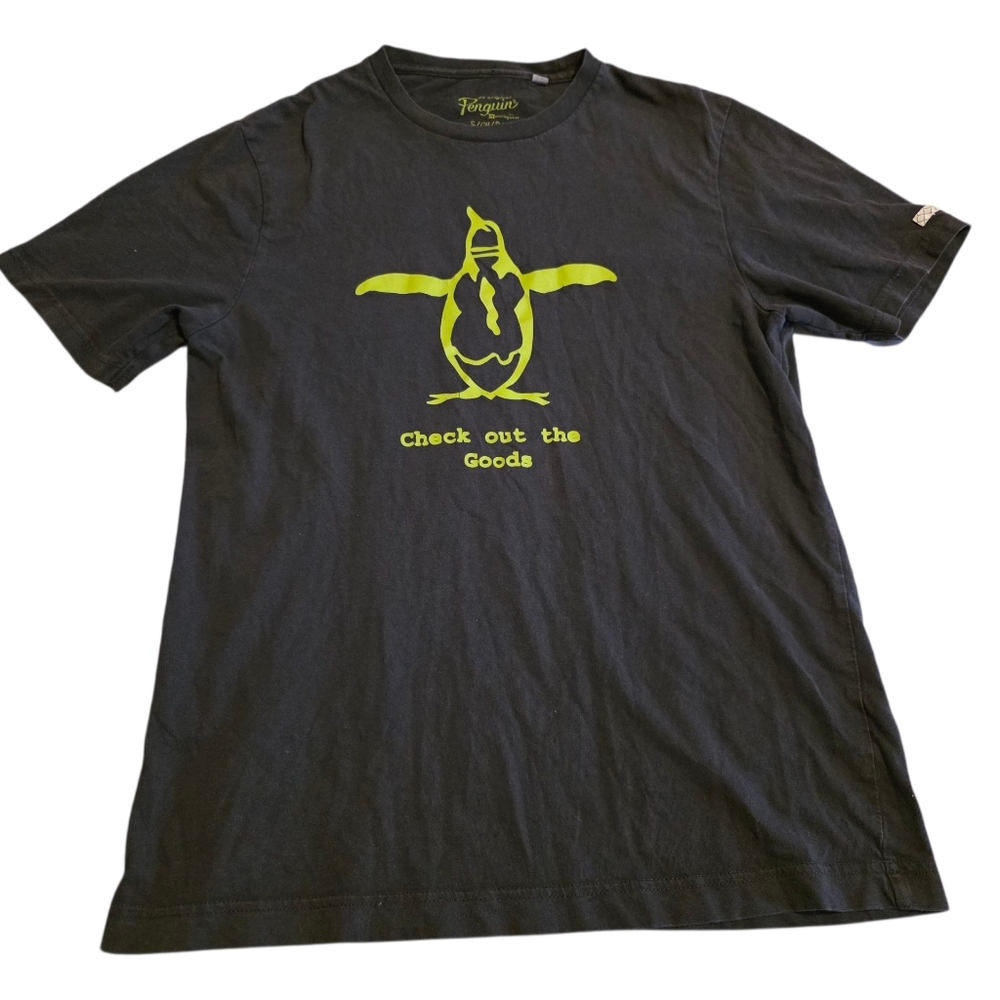 Original Penguin Black T-Shirt With Neon Green Graphic Print Size S